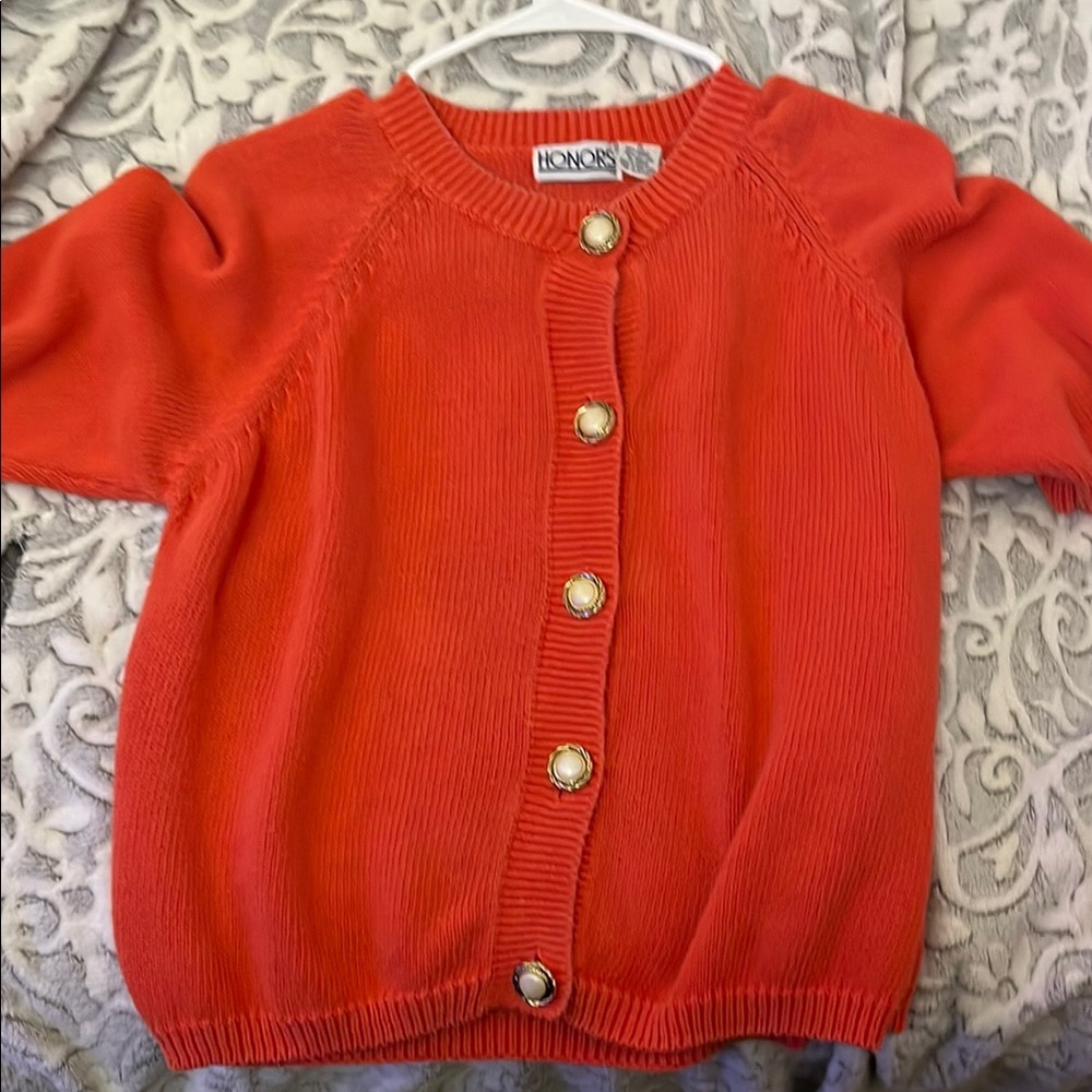 Honors Red Button-Up Cardigan